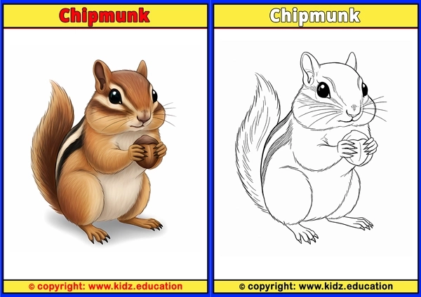 Chipmunk - Printable Coloring Page for Kids