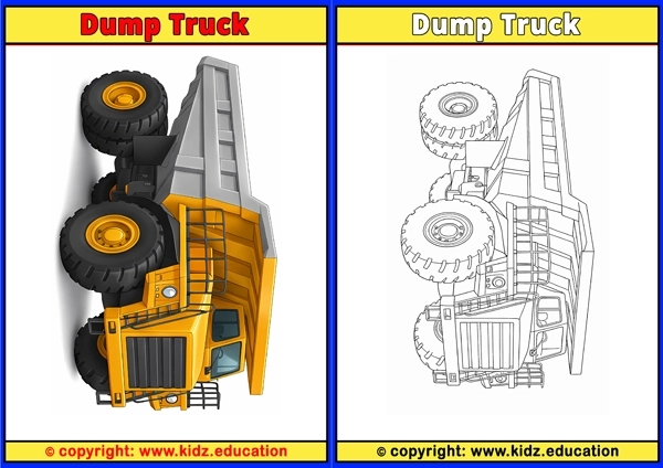 Dump Truck - Printable Coloring Page for Kids