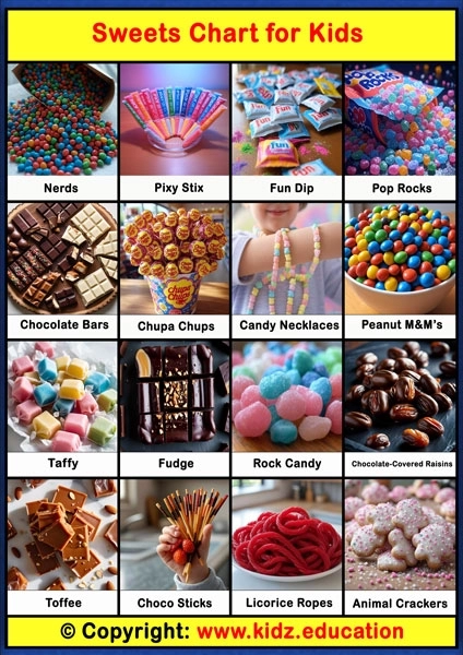 Sweets Chart -2 | Printable Educational Chart for Kids