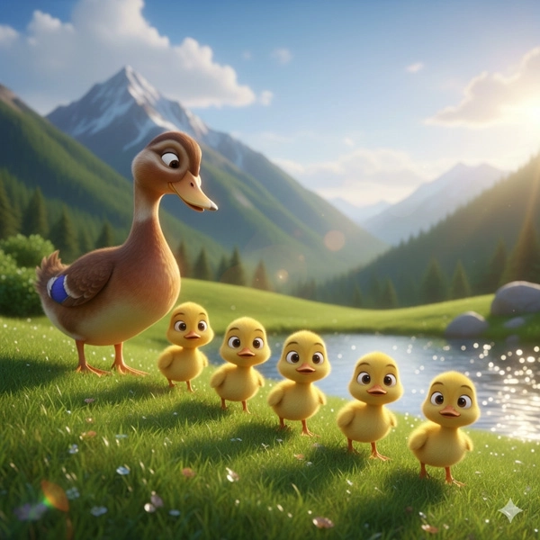 Five Little Ducks - Nursery Rhymes for Kids in English (Full Lyrics)