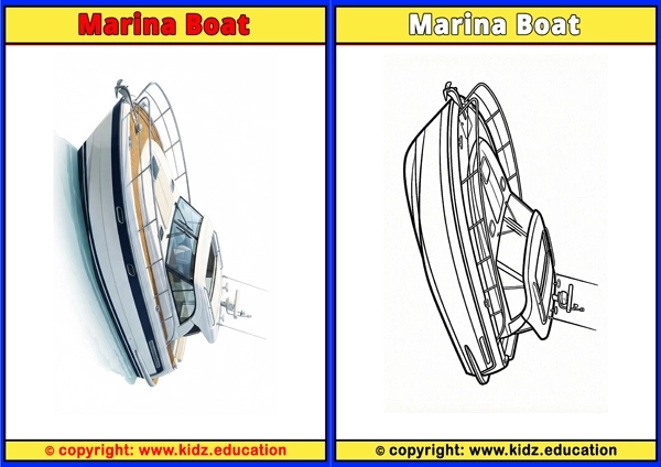 Marina Boat - Printable Coloring Page for Kids