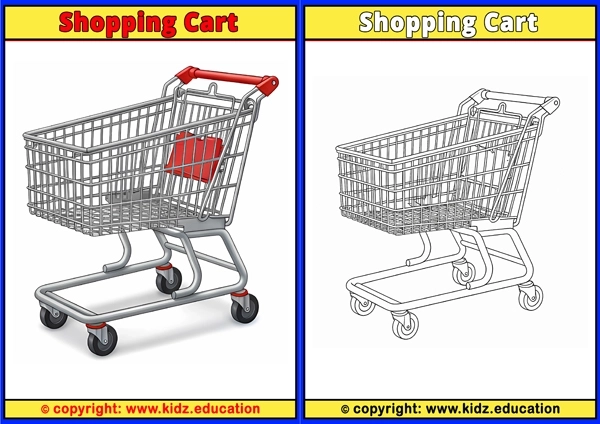 Shopping Cart - Printable Coloring Page for Kids