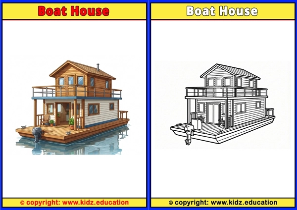 Boat House - Printable Coloring Page for Kids