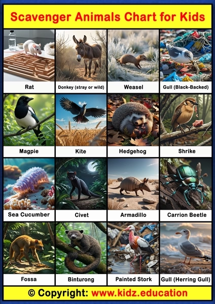 Scavenger Animals Chart - 3 | Printable Educational Chart for Kids