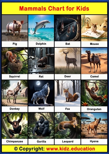 Mammals Chart - 2 | Printable Educational Chart for Kids