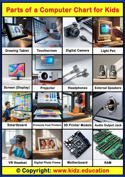 Parts of a Computer Chart - 2 | Printable Educational Chart for Kids
