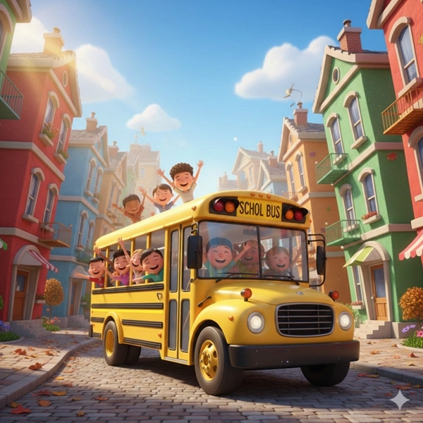 The Wheels on the Bus - Nursery Rhymes for Kids in English (Full Lyrics)