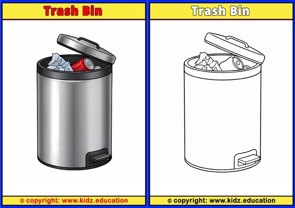 Trash Bin - Printable Coloring Page for Kids