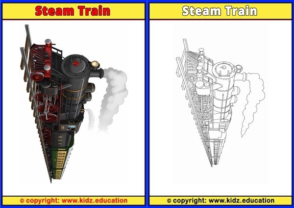 Steam Train - Printable Coloring Page for Kids