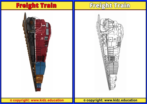 Freight Train - Printable Coloring Page for Kids