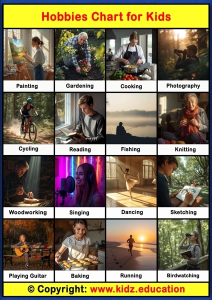Hobbies Chart – 1 | Printable Educational Chart for Kids