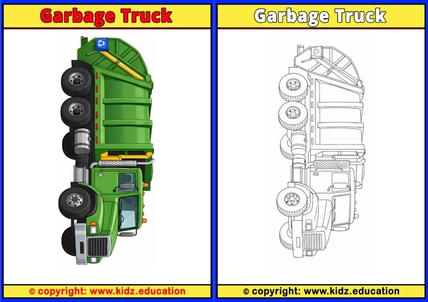 Garbage Truck - Printable Coloring Page for Kids