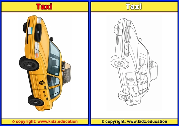 Taxi - Printable Coloring Page for Kids
