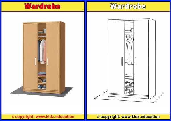 Wardrobe - Printable Coloring Page for Kids