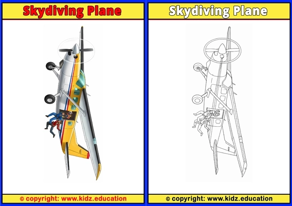 Skydiving Plane - Printable Coloring Page for Kids