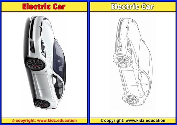 Electric Car - Printable Coloring Page for Kids