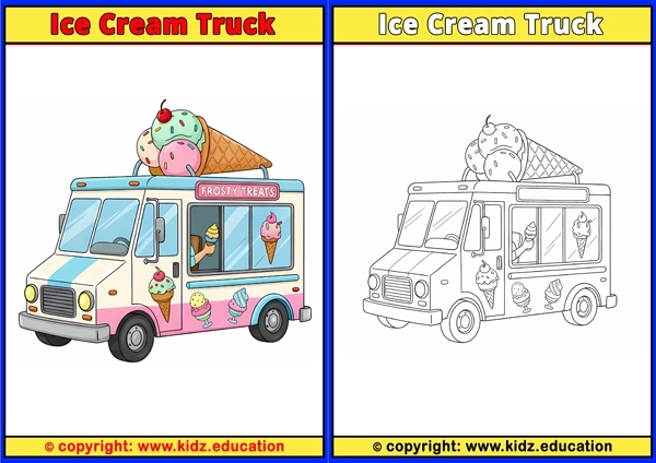 Ice Cream Truck - Printable Coloring Page for Kids