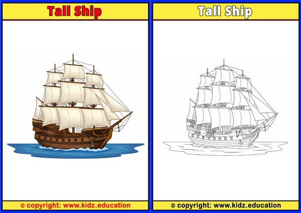 Tall Ship - Printable Coloring Page for Kids