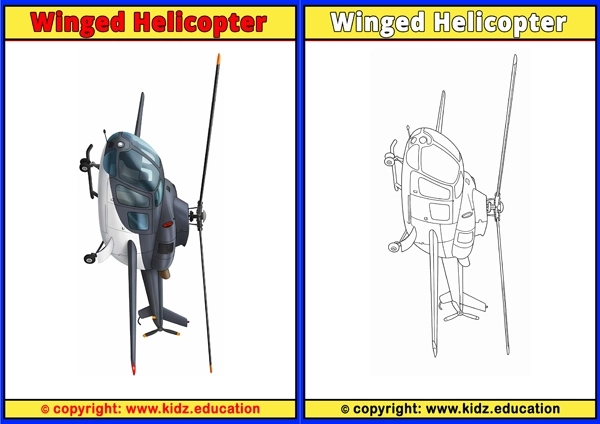 Winged Helicopter - Printable Coloring Page for Kids