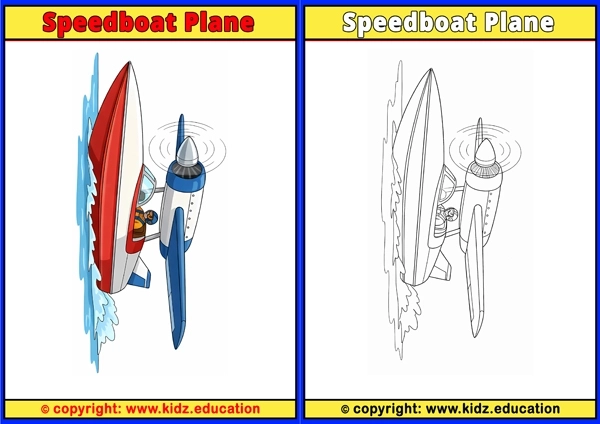 Speedboat Plane - Printable Coloring Page for Kids