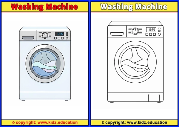 Washing Machine - Printable Coloring Page for Kids