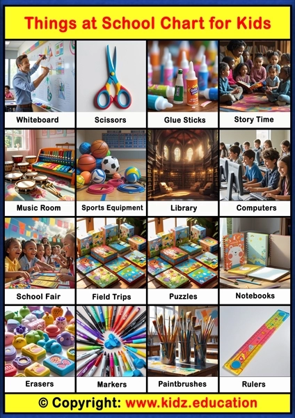 Things at School Chart -2 | Printable Educational Chart for Kids