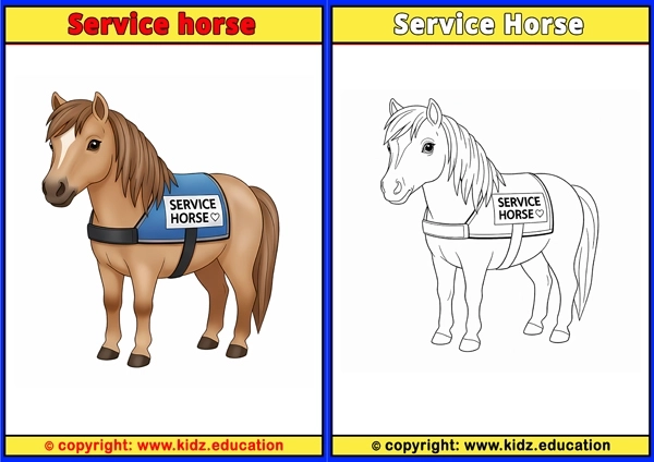 Service Horse - Printable Coloring Page for Kids