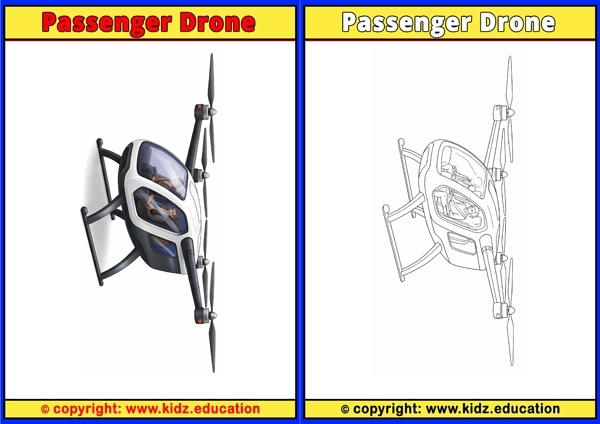 Passenger Drone - Printable Coloring Page for Kids