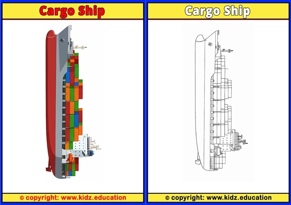 Cargo Ship - Printable Coloring Page for Kids
