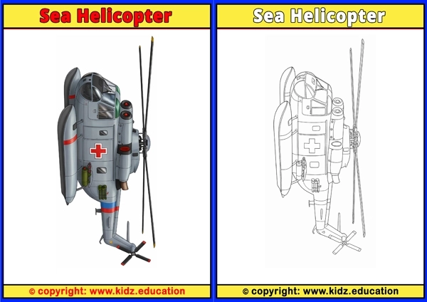 Sea Helicopter - Printable Coloring Page for Kids