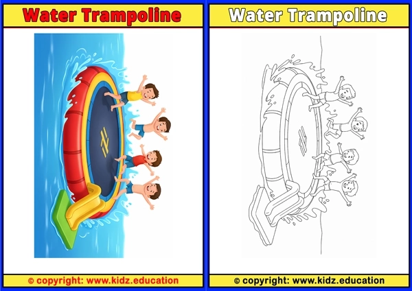 Water Trampoline - Printable Coloring Page for Kids
