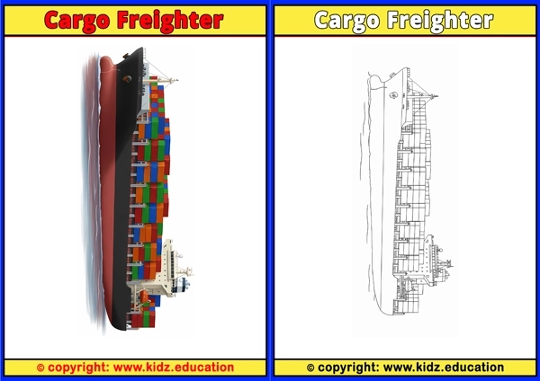Cargo Freighter - Printable Coloring Page for Kids