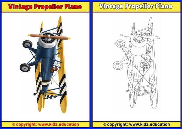 Vintage Propeller Plane - Printable Coloring Page for Kids