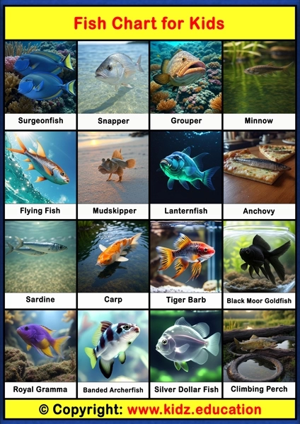 Fish Chart - 3 | Printable Educational Chart for Kids