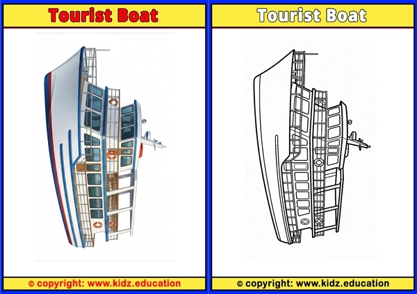 Tourist Boat - Printable Coloring Page for Kids
