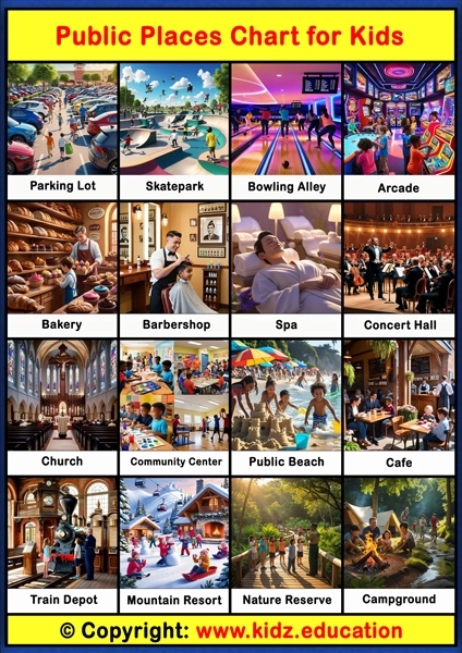 Public Places Chart -3 | Printable Educational Chart for Kids