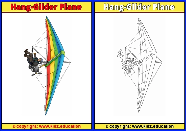 Hang-glider Plane - Printable Coloring Page for Kids