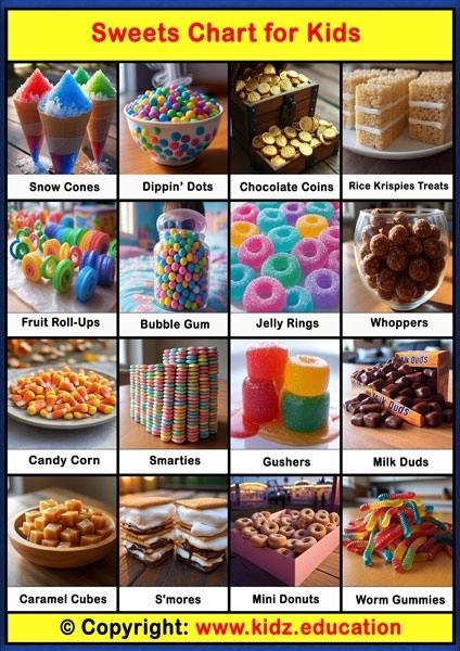 Sweets Chart -3 | Printable Educational Chart for Kids