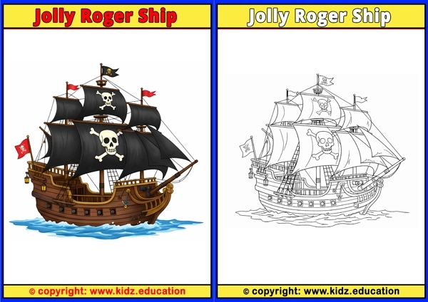 Jolly Roger Ship - Printable Coloring Page for Kids