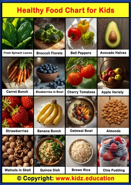 Healthy Food Chart -1 | Printable Educational Chart for Kids