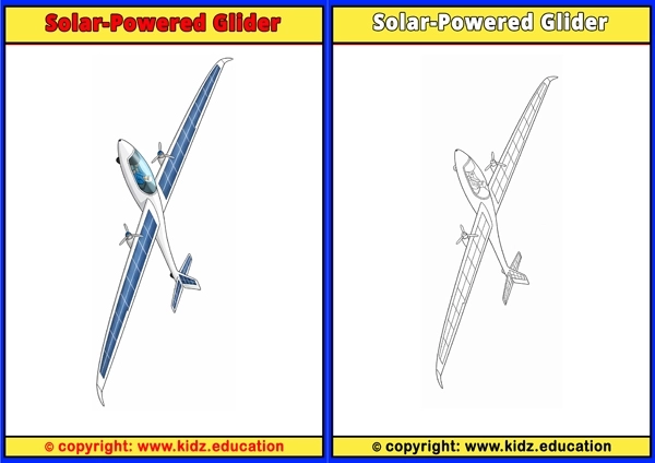 Solar-Powered Glider - Printable Coloring Page for Kids