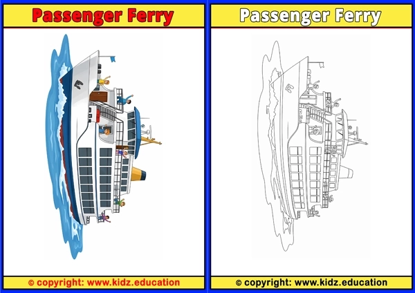 Passenger Ferry - Printable Coloring Page for Kids