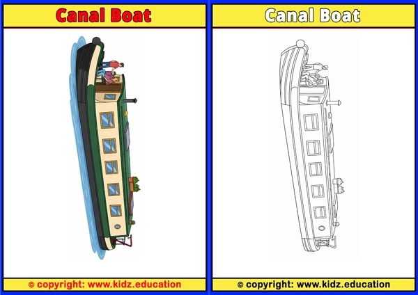 Canal Boat - Printable Coloring Page for Kids