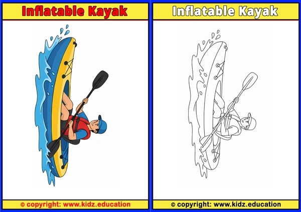Inflatable Kayak - Printable Coloring Page for Kids