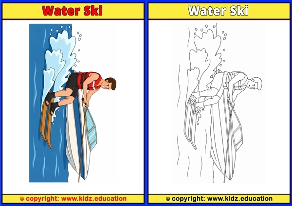 Water Ski - Printable Coloring Page for Kids
