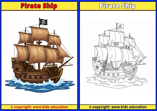 Pirate Ship - Printable Coloring Page for Kids