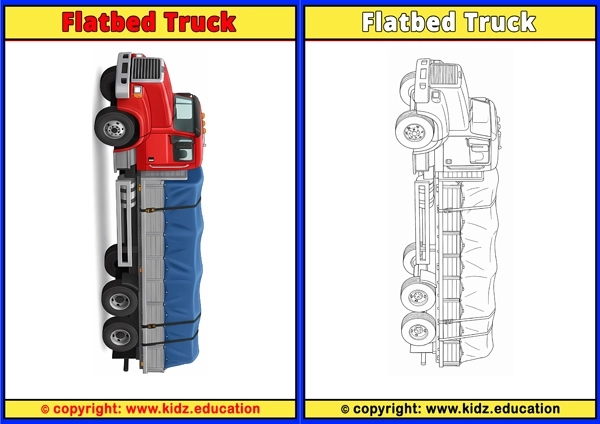 Flatbed Truck - Printable Coloring Page for Kids