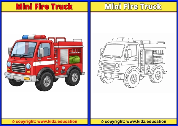 Mini Fire Truck - Printable Coloring Page for Kids