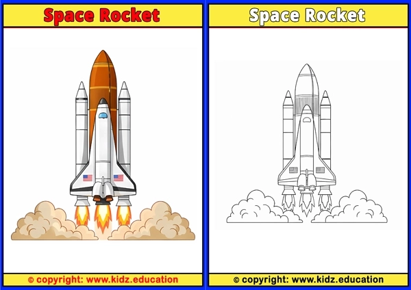 Space Rocket - Printable Coloring Page for Kids