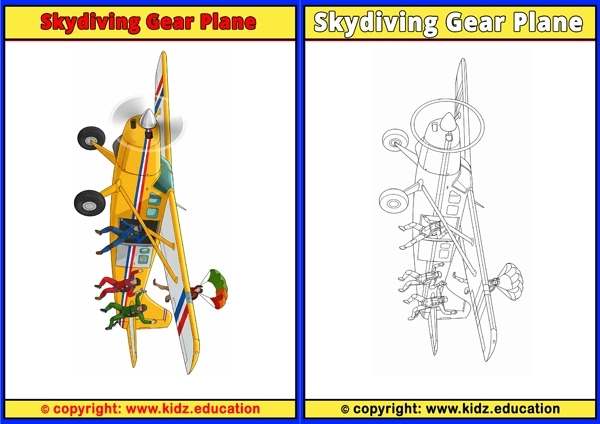 Skydiving Gear Plane - Printable Coloring Page for Kids